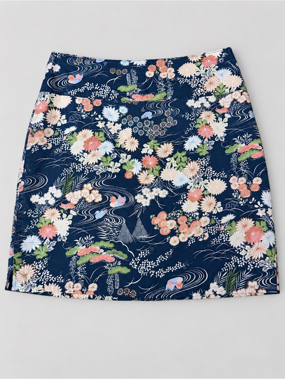 Vintage Wet Seal Navy Floral Cotton A-Line Mini Skirt Size 5